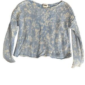 PINK Victoria's Secret oversized crop Sky Blue and White Sweater